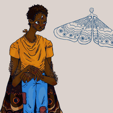 Character Ref Sheet; [Left] Full Color, Partial/Half Body + [Right] Lineart, Partial/Half Body; Complicated Design